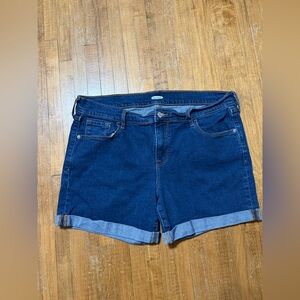 Old Navy Womens Size 14 Blue Denim Stretch Medium Wash Cuffed Jean Shorts Casual
